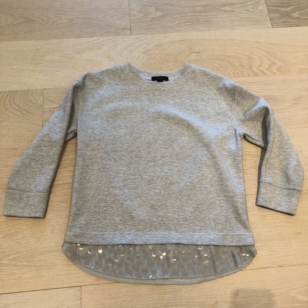 J-Crew grey quarter length sweater with sequins
